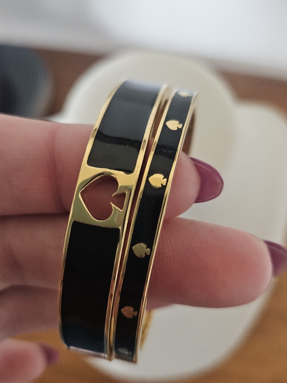 kate spade Gold-Tone Black Enamel Spade Accent Bracelet Set - Picture 3 of 3